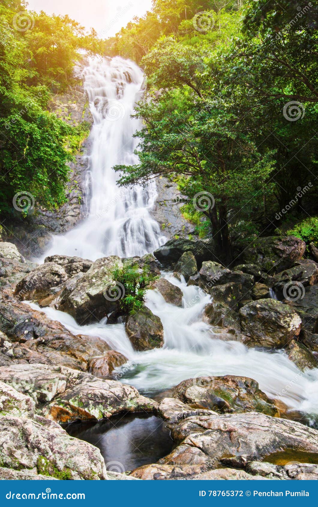 Amazing Beautiful Waterfalls In Autumn Forest At Sarika Waterfall