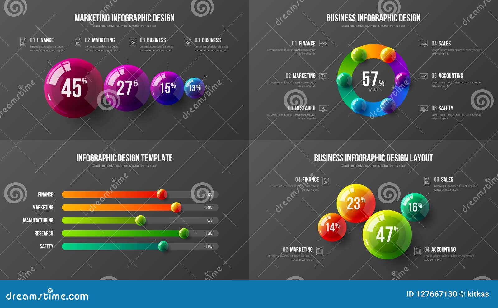 Amazing Business Data Horizontal Bar Chart Design Layout. Colorful 3D Chart Design Layout