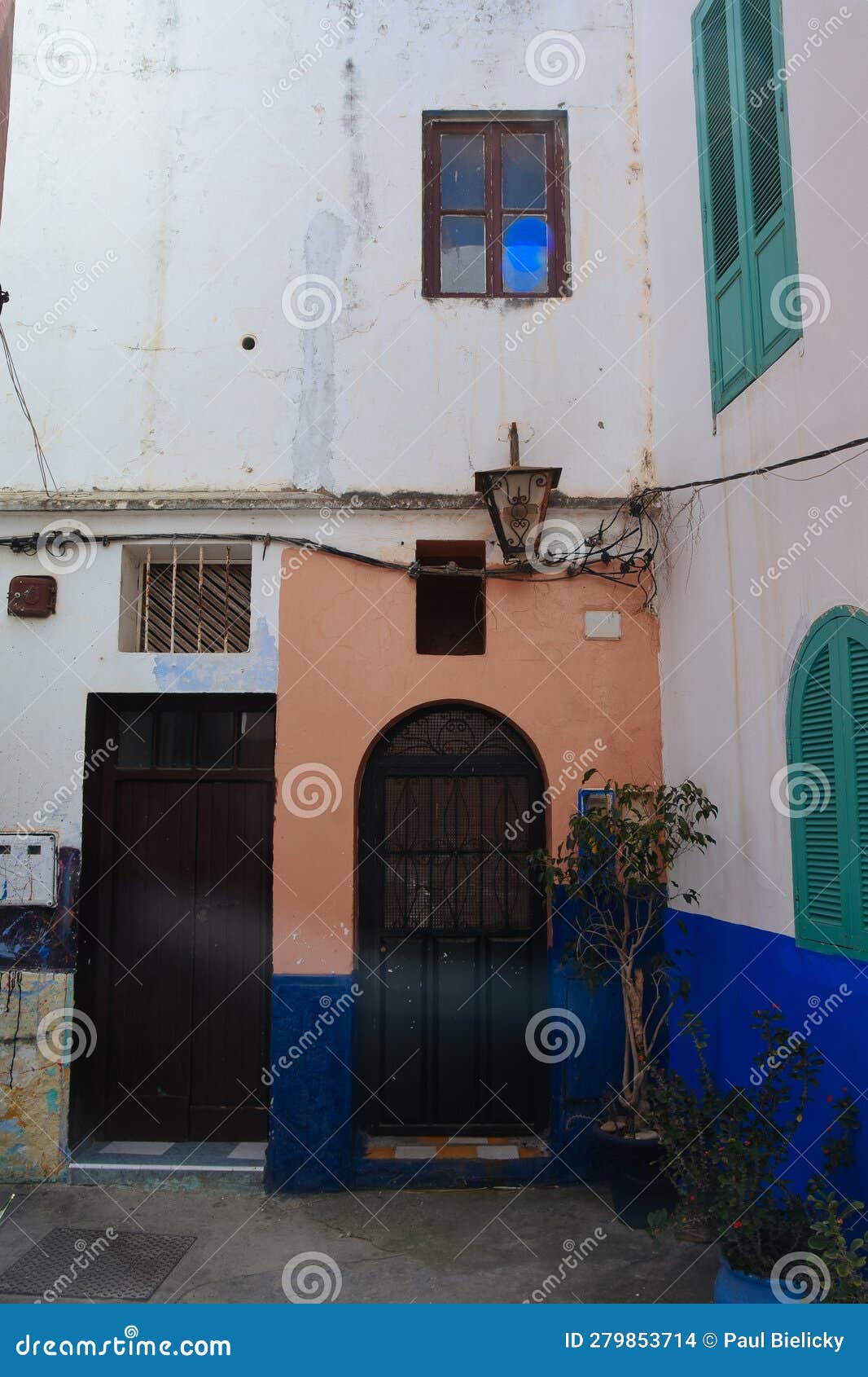 Amazing Colors and Texture on Front Door in Asiah, Morocco. Editorial
