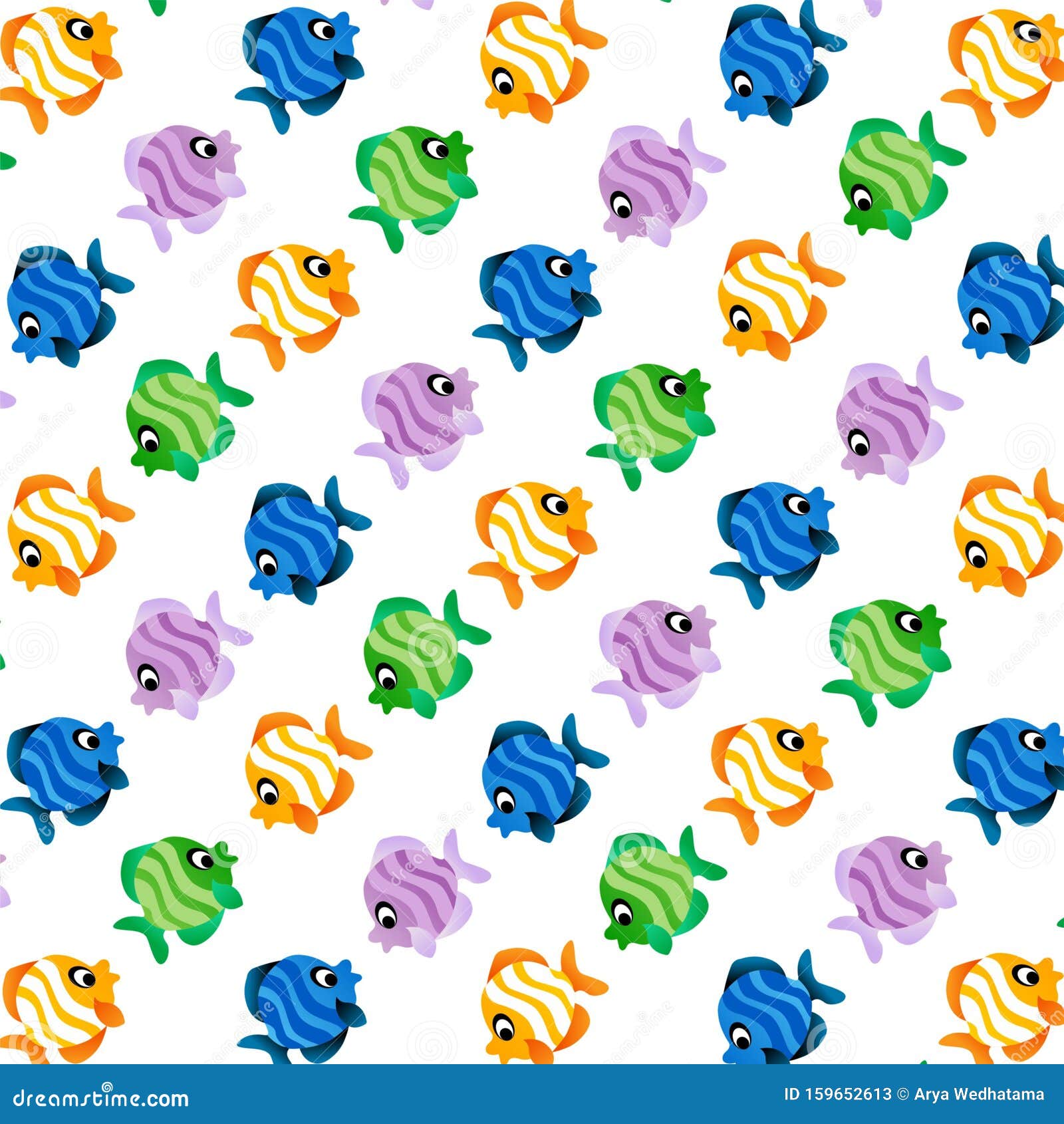 The Amazing of Cute Fish Cartoon Funny Character, Pattern Wallpaper in ...