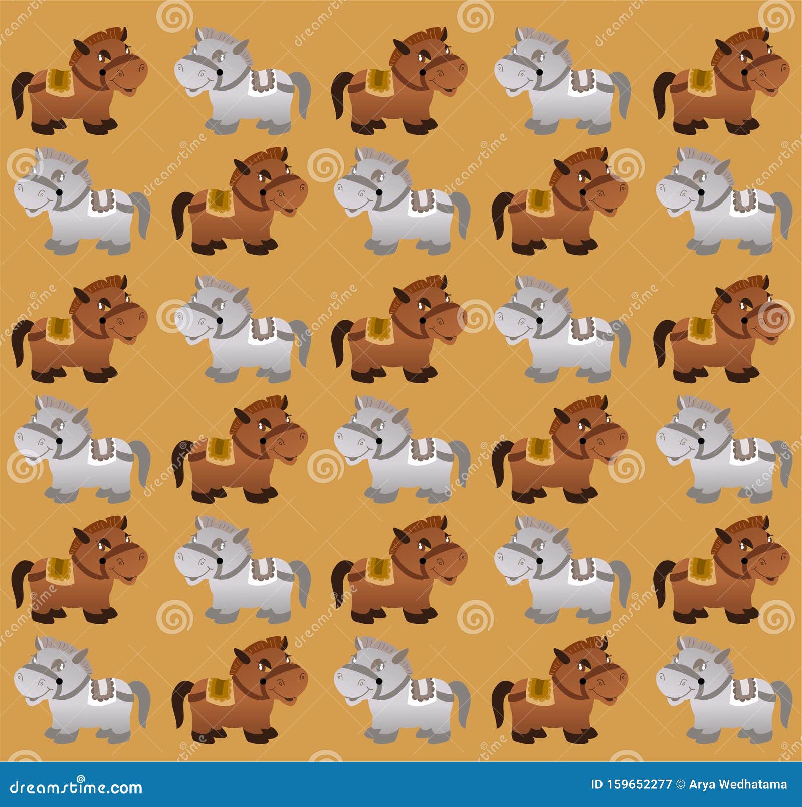 The Amazing of Cute Horse Cartoon Funny Character, Pattern Wallpaper in  Brown Background Stock Illustration - Illustration of child, collection:  159652277