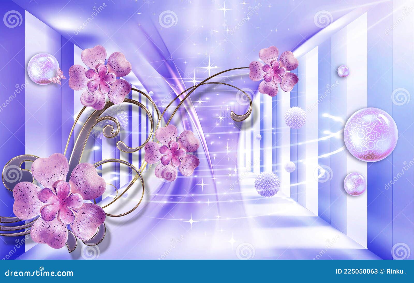 3D Illustration of Beautiful Purple Flowers 3d Background 3D Wallpaper  Stock Illustration - Illustration of decoration, laminate: 225050063