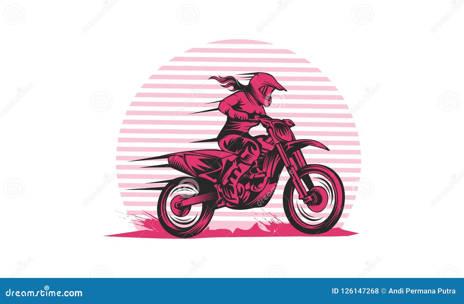 Motocross Woman Rider Vector Illustrations Stock Vector - Illustration
