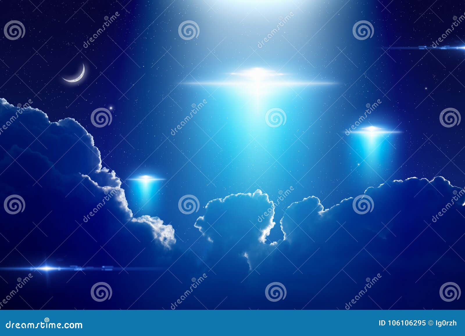 extraterrestrial aliens spaceships, ufo in dark blue starry sky