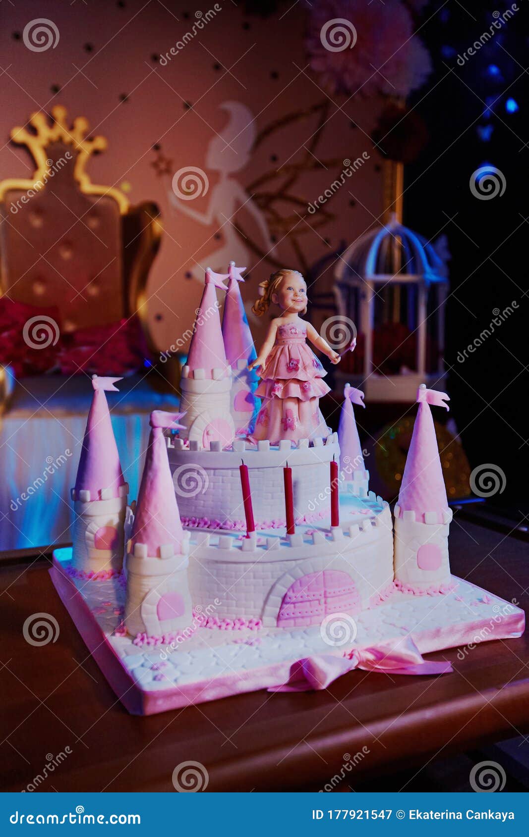 Amazing Girl Birthday Princess Cake in Castle Shape Stock Image ...