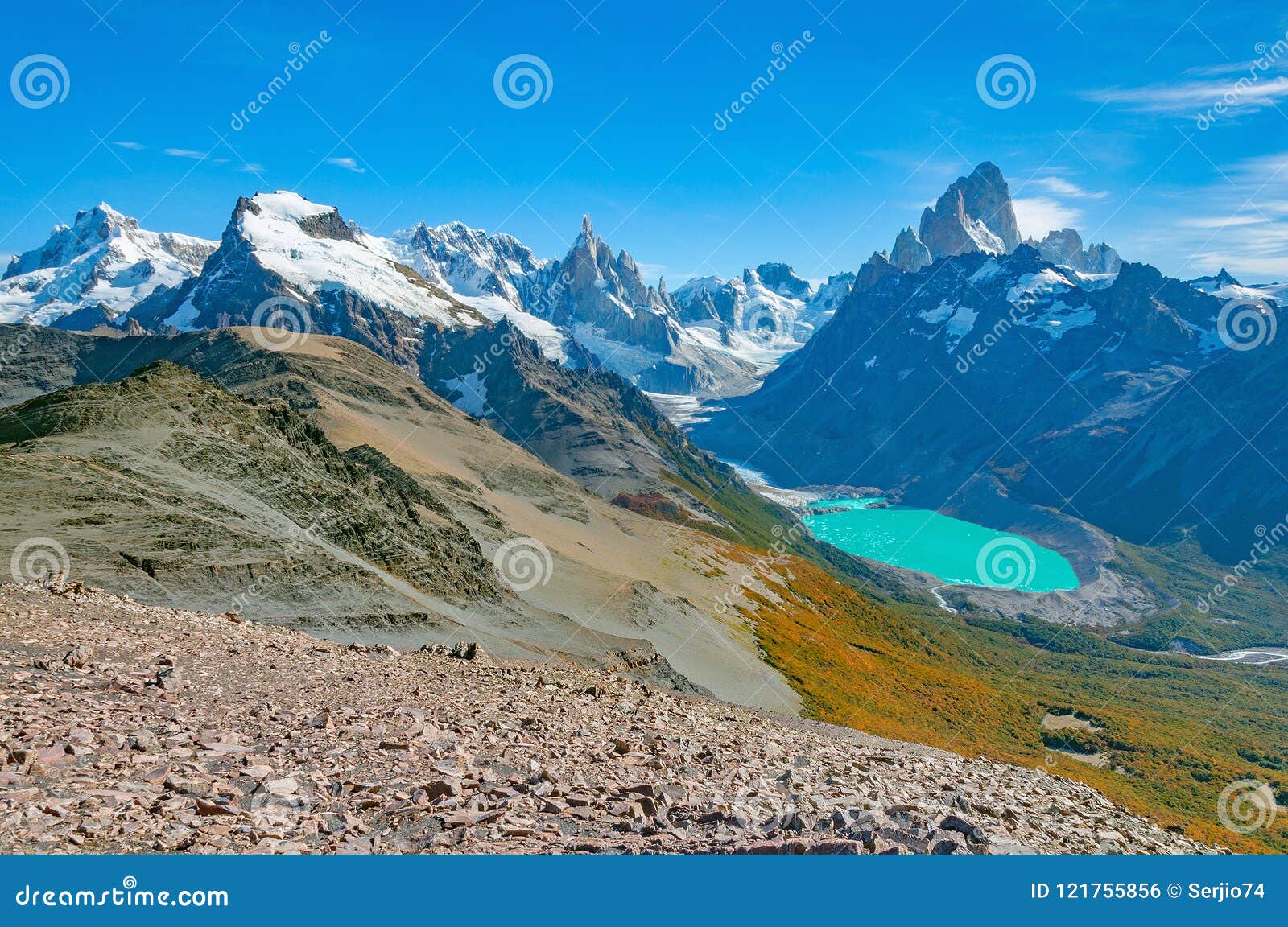 Amazing Landscape with Fitz Roy and Cerro Torre Mountains. Stock Photo ...