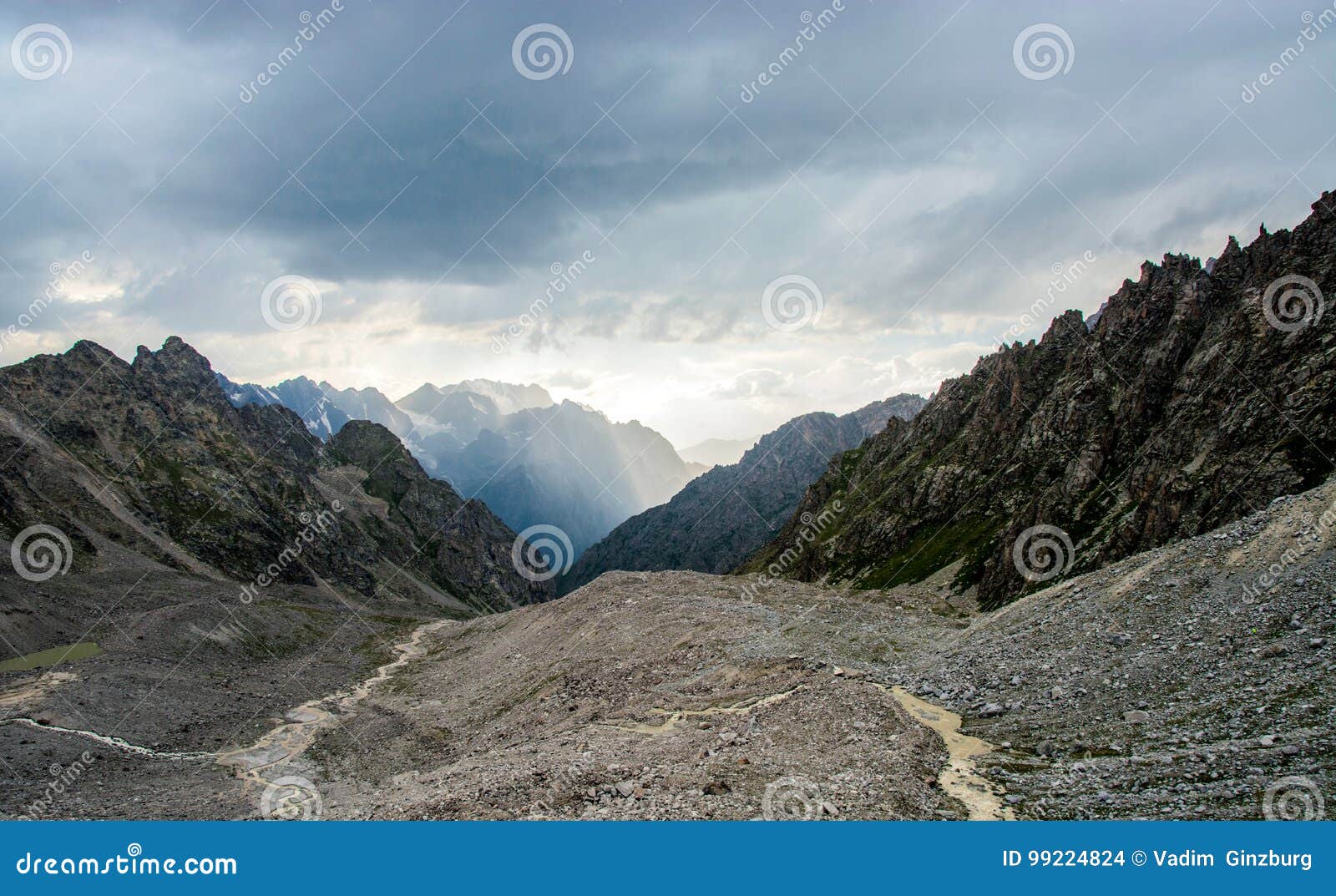 Amazing Landscape of Rocky Mountains and Blue Sky, Caucasus, Russia ...
