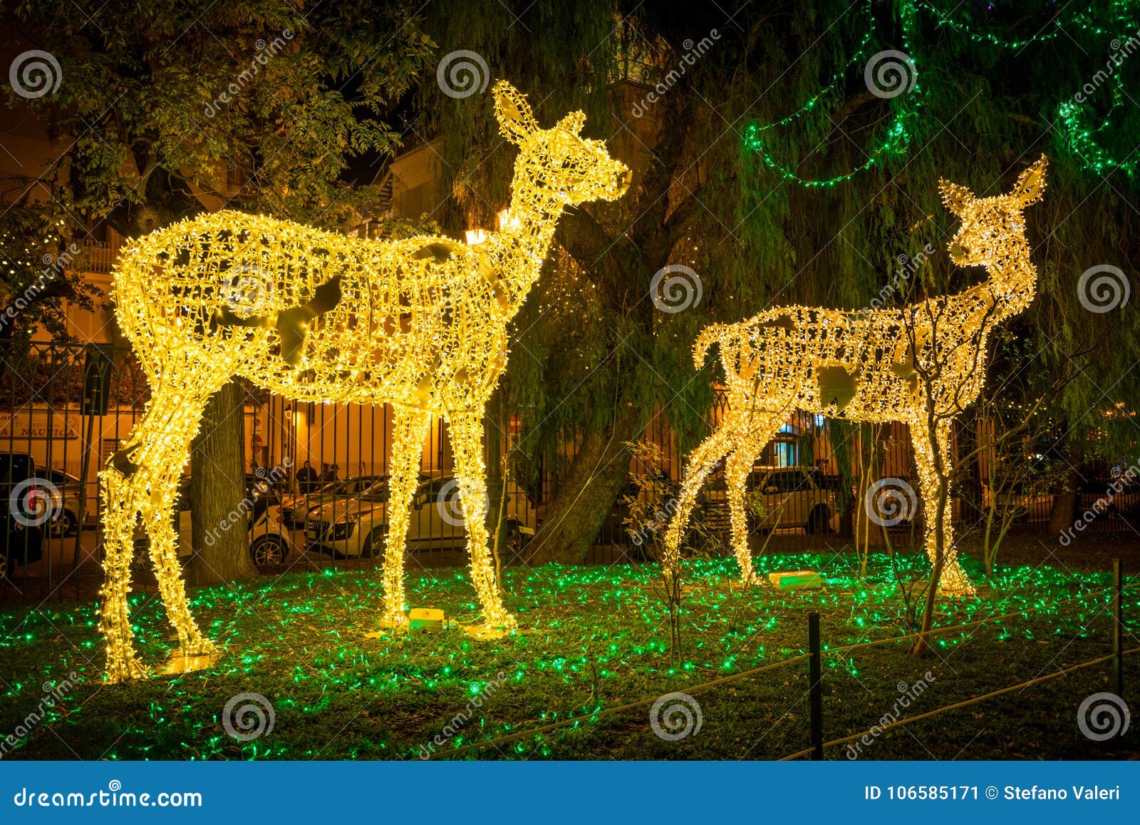 the amazing `luci d`artista` artist lights in salerno during christmas time, campania, italy.