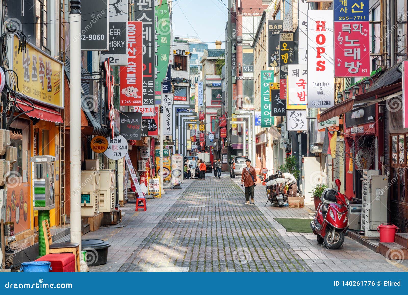 Amazing Morning View of Narrow Street, Busan, South Korea Editorial