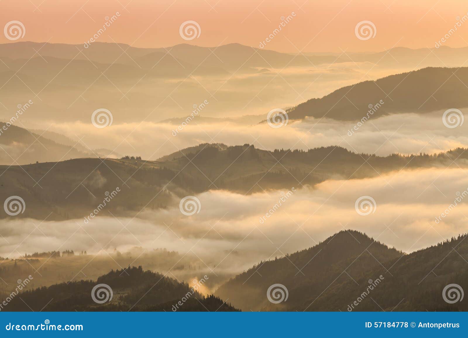 Amazing Mountain Landscape with Dense Fog. Stock Photo - Image of ...