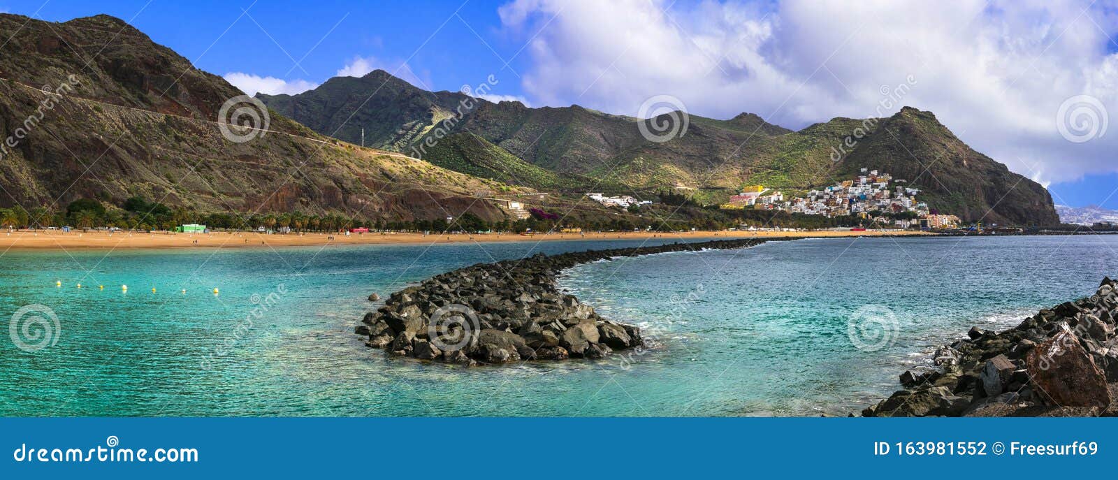 Amazing Nature of Volcanic Tenerife Island - Beautiful Teresitas Beach, Canary Islands of Spain Stock Photo - Image of place, canary: 163981552