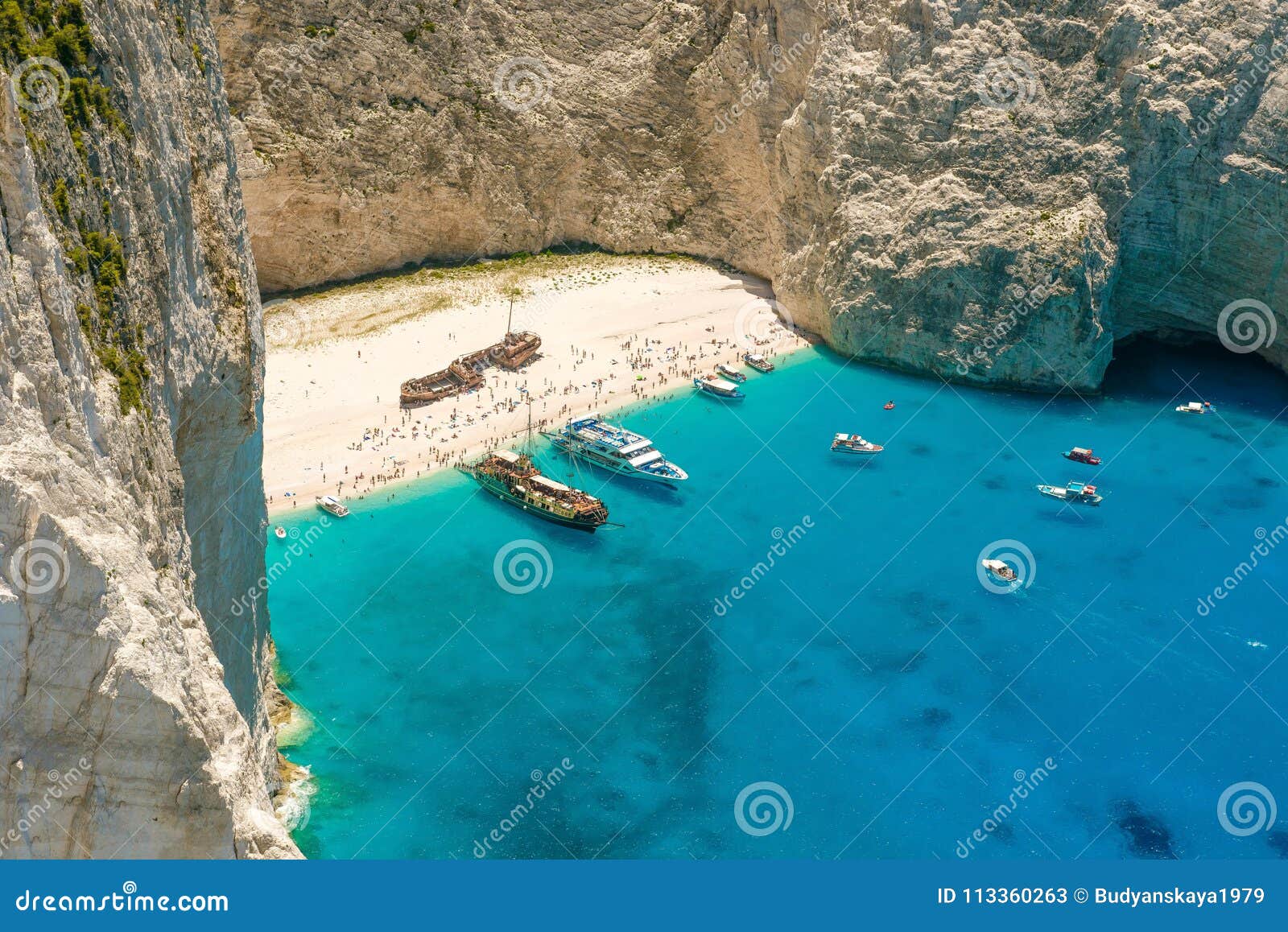 Amazing Navagio Beach in Zakynthos Stock Image - Image of horizon ...