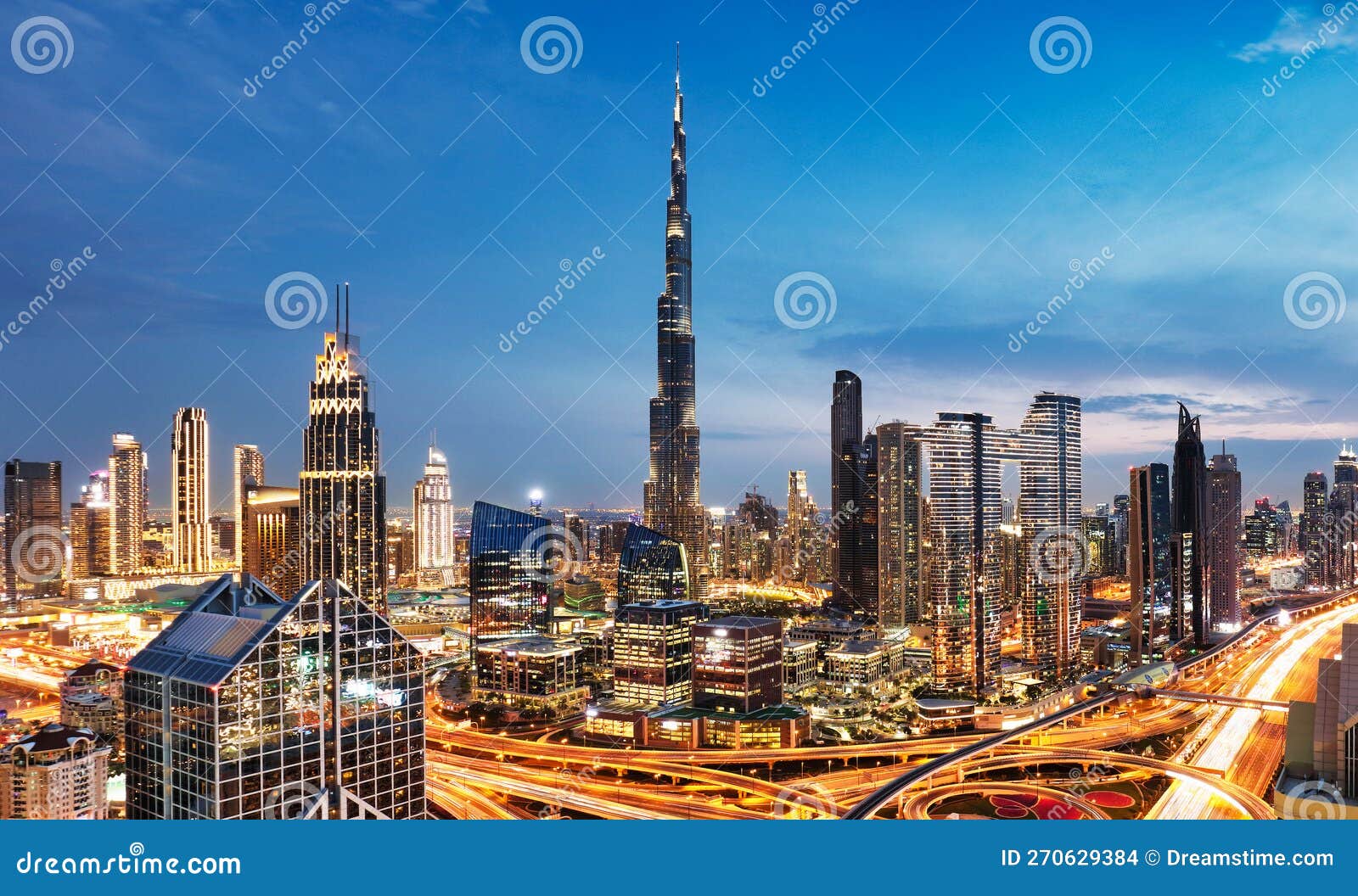 Amazing Night Dubai Downtown Skyline, UAE Editorial Stock Image Image