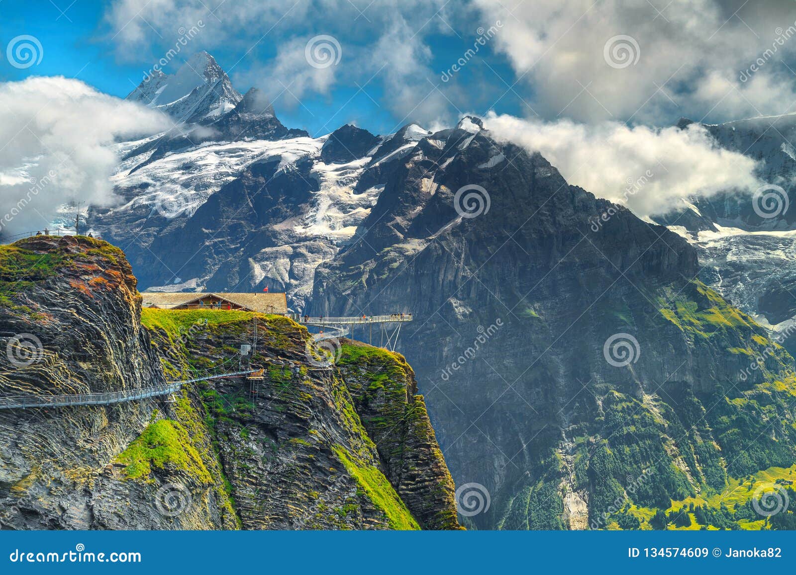 Amazing Panorama And First Mountain Station Grindelwald Switzerland