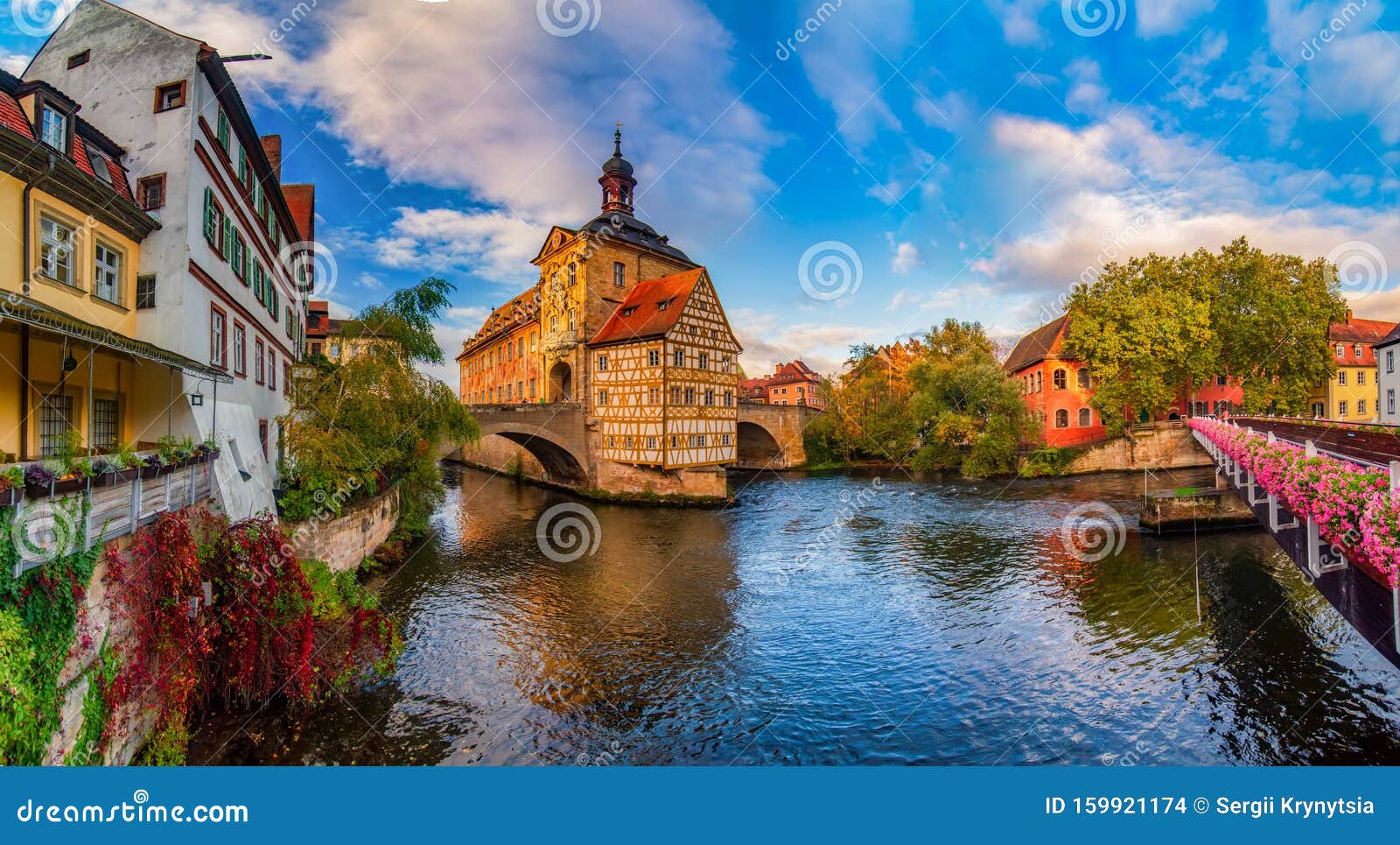 amazing panoramic view of historic city center of bamberg, germany. unesco world heritage site
