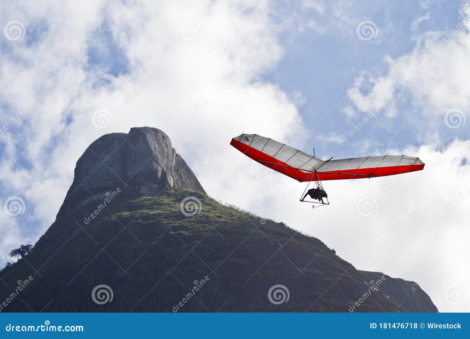 Amazing Shot of Human Flying on a Hang Glider Stock Photo Image of