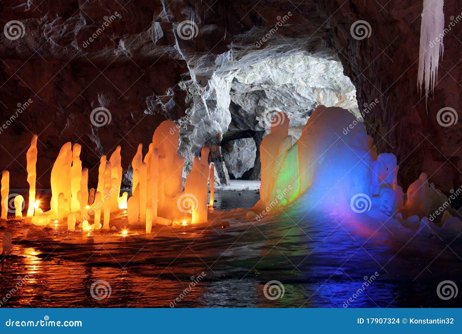 amazing stalagmite illuminations in cave