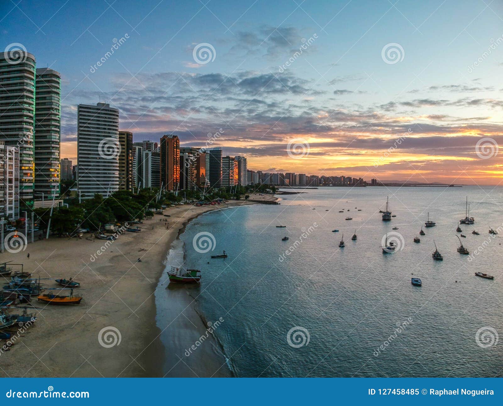 amazing sunset in mucuripe beach. fortaleza ceara, brazil