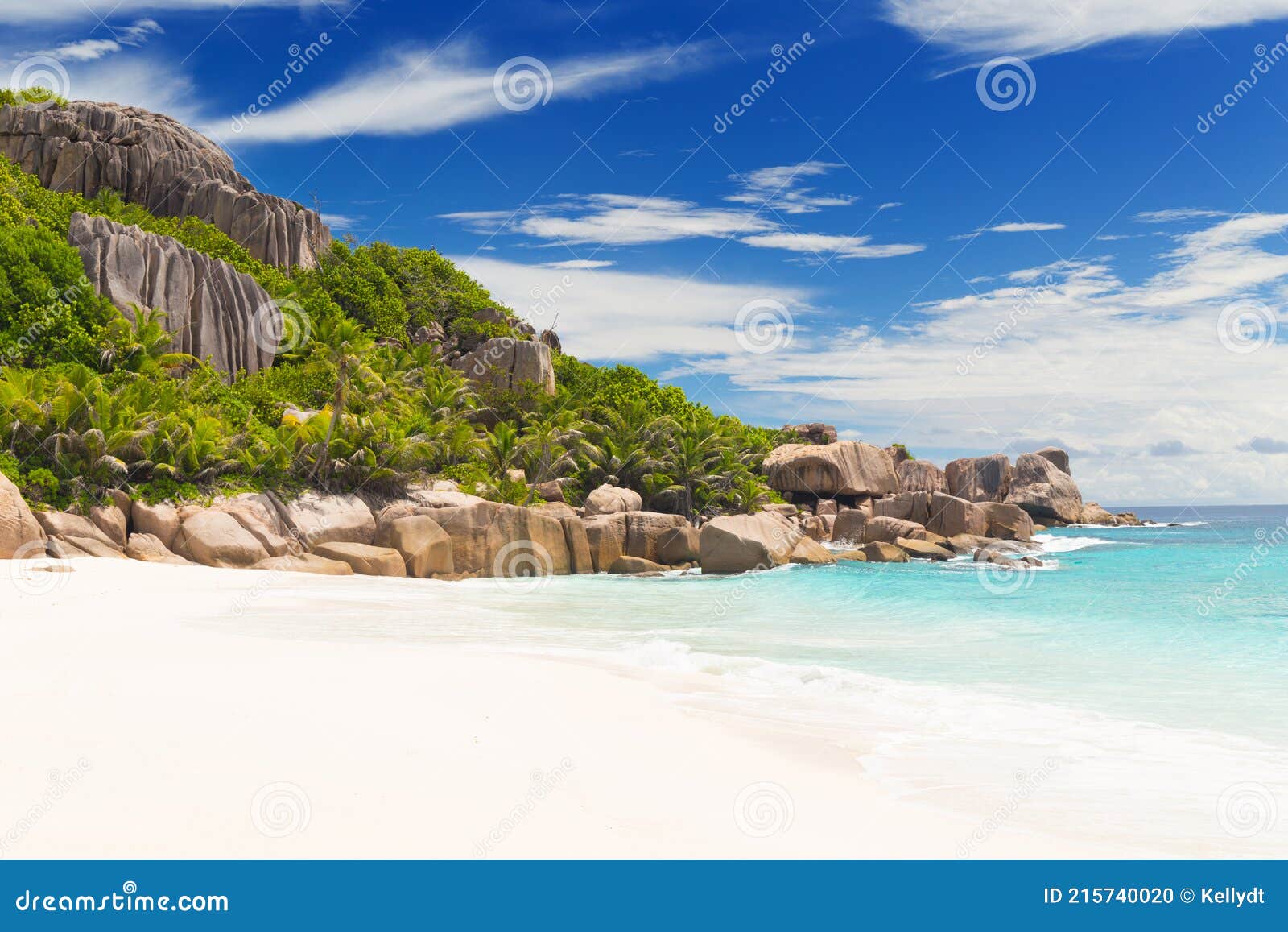 amazing tropical beach with granite boulders on grande soeur island, seychelles