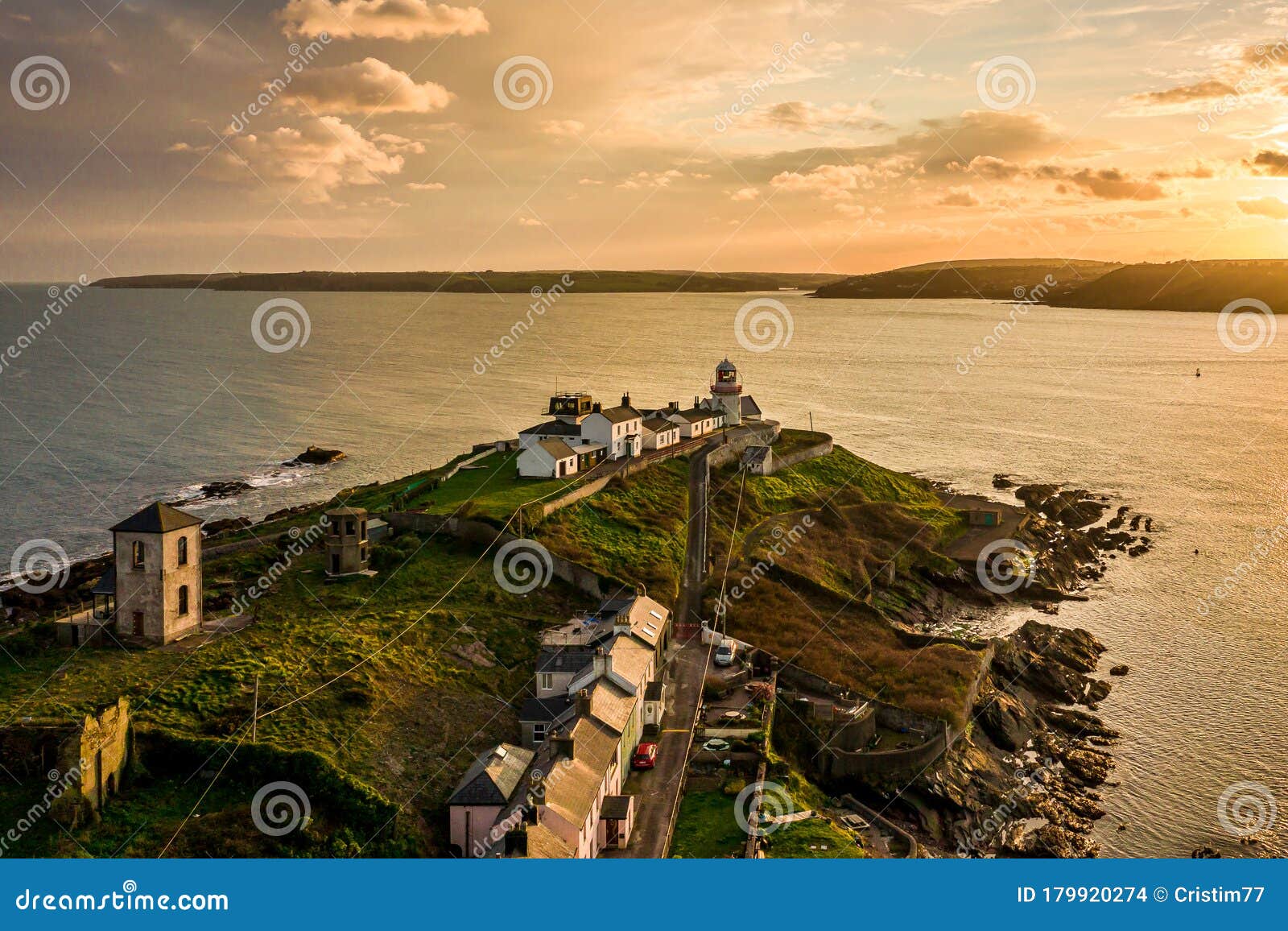 aerial drone irish coastal coastline roches point lighthouse