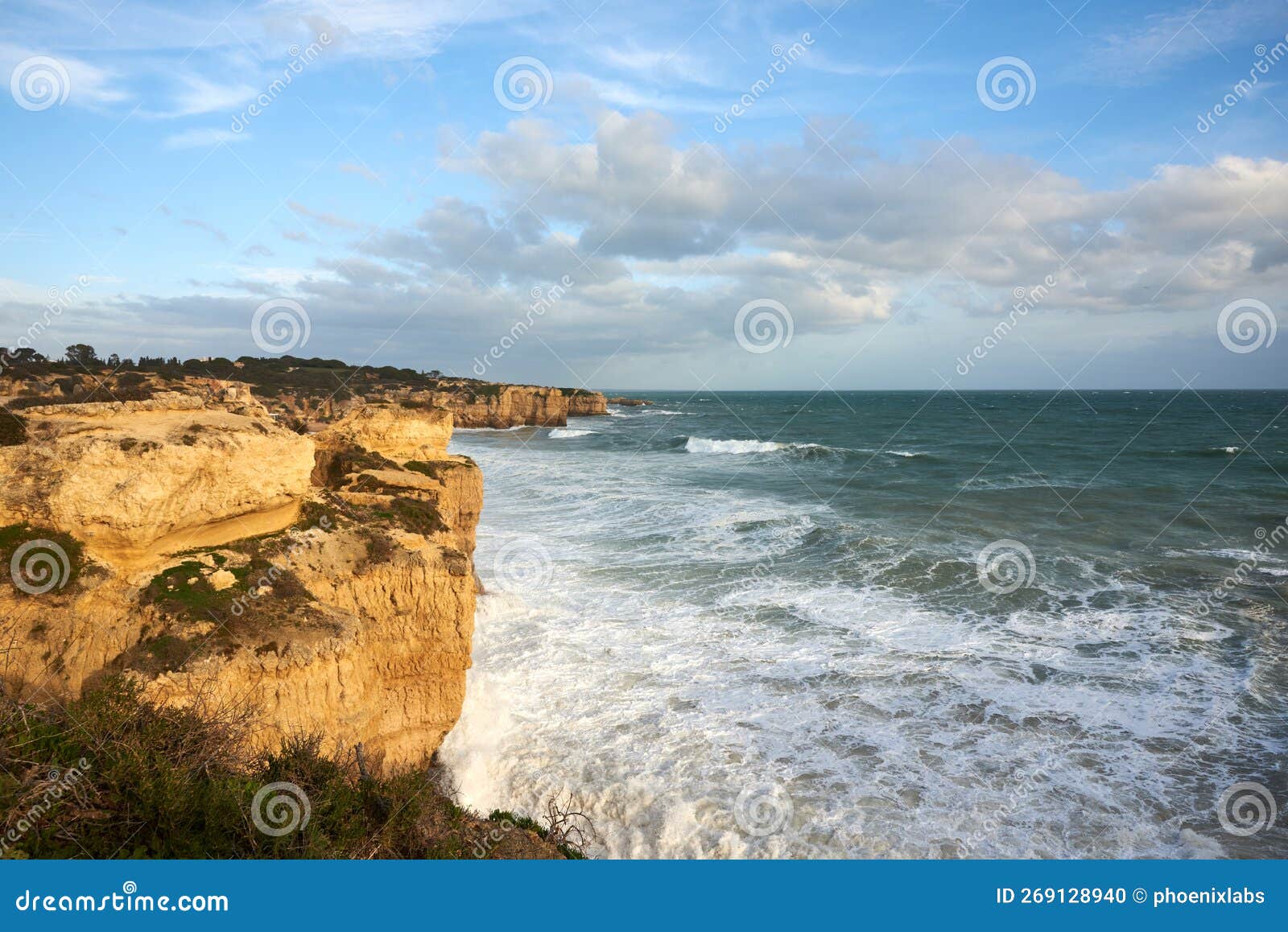 The Cliffs of Praia Do Castelo Beach Near Albufeira Stock Photo Image