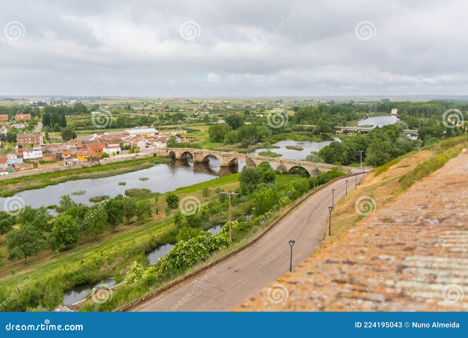 amazing view at the cuidad rodrigo city surrounding downtown, agueda river and natural landscape