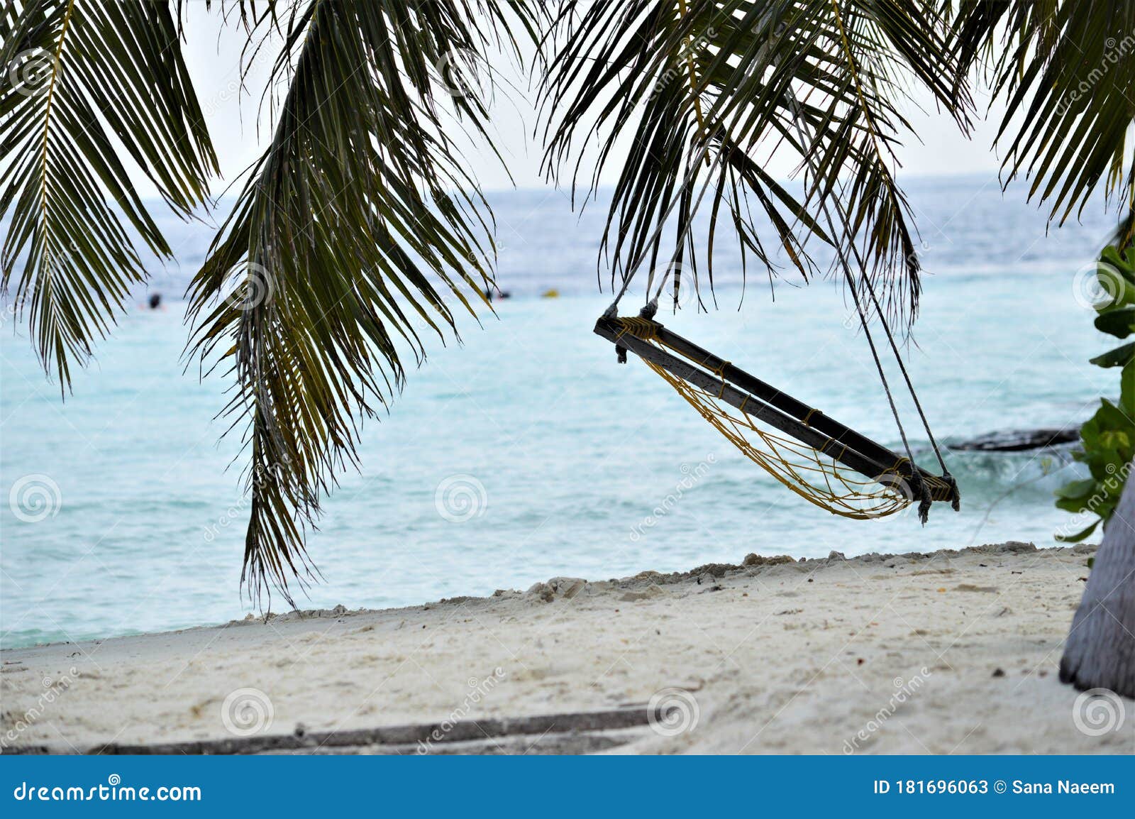 Maldives, Beautiful View Of Hammock Hanging On The Palm Tree S 
