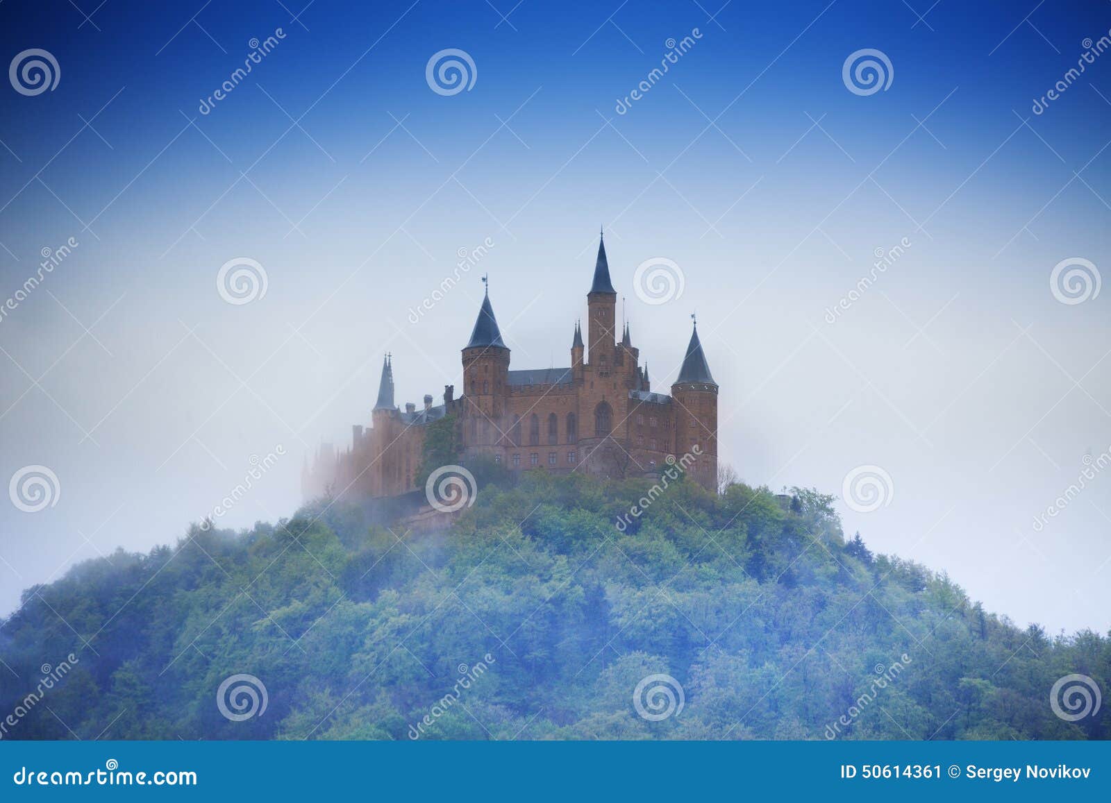amazing view of hohenzollern castle in haze