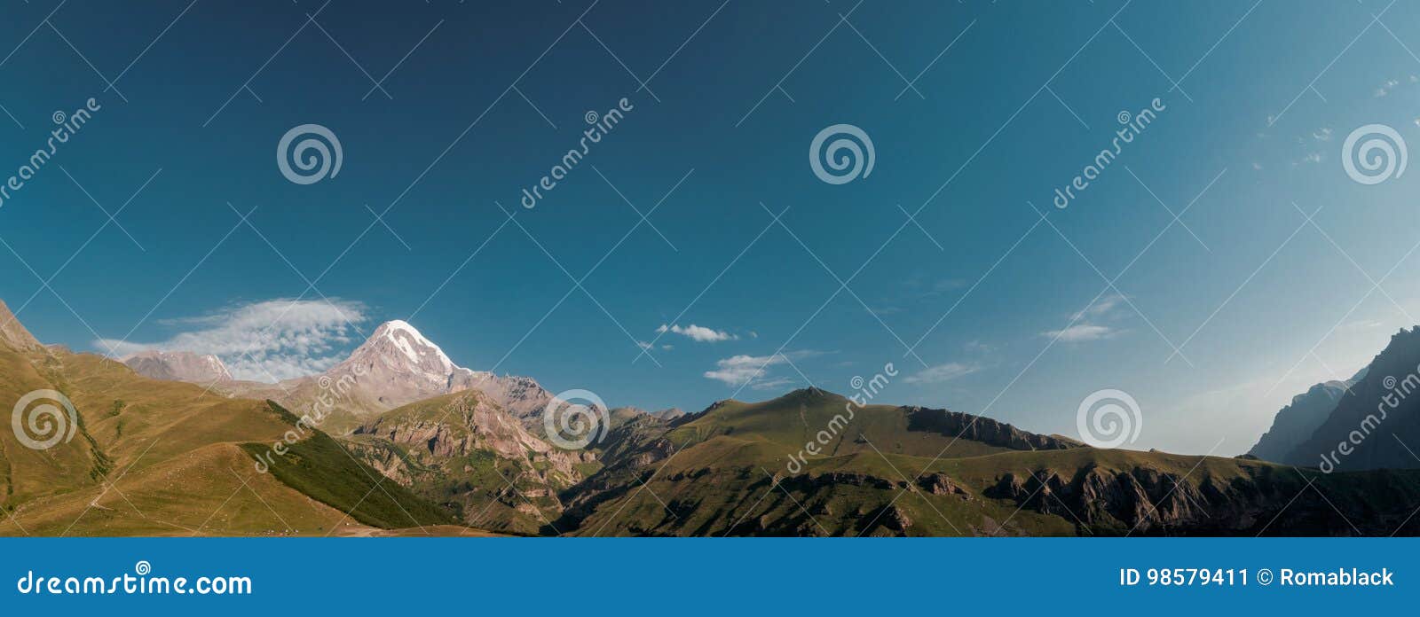 amazing view of kazbeg mount on a sunrise