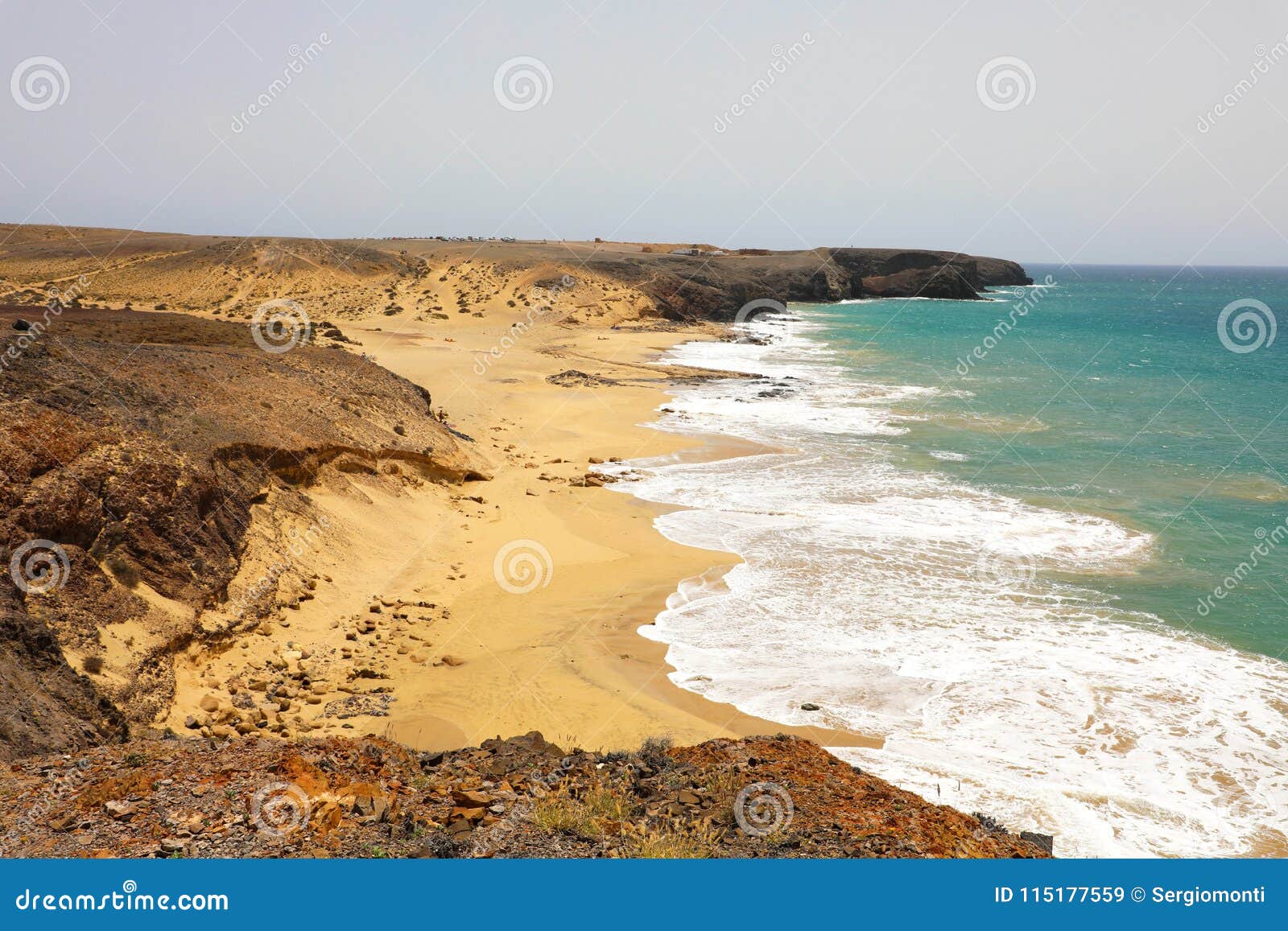 amazing view of lanzarote beaches and sand dunes in playas de papagayo, costa del rubicon, canary islands
