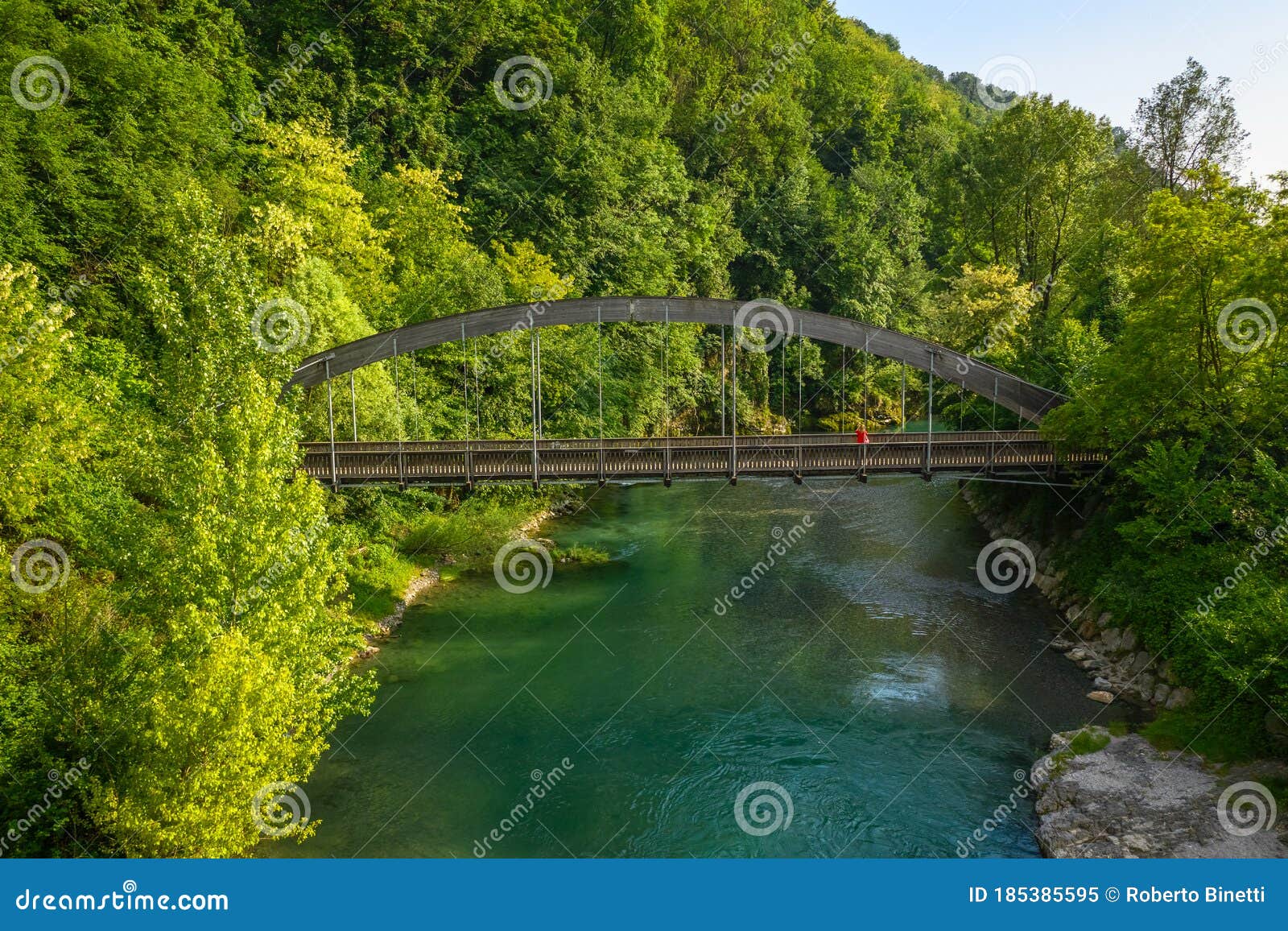 amazing view of the serio river and old bridge