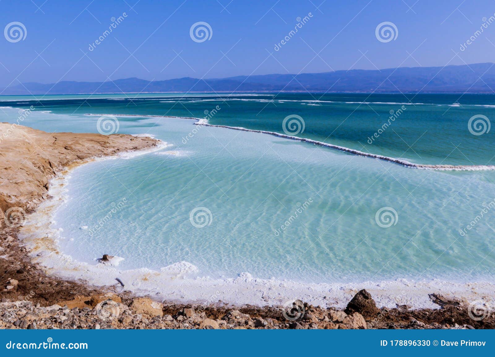 view to the salty surface of the lake assal, djibouti