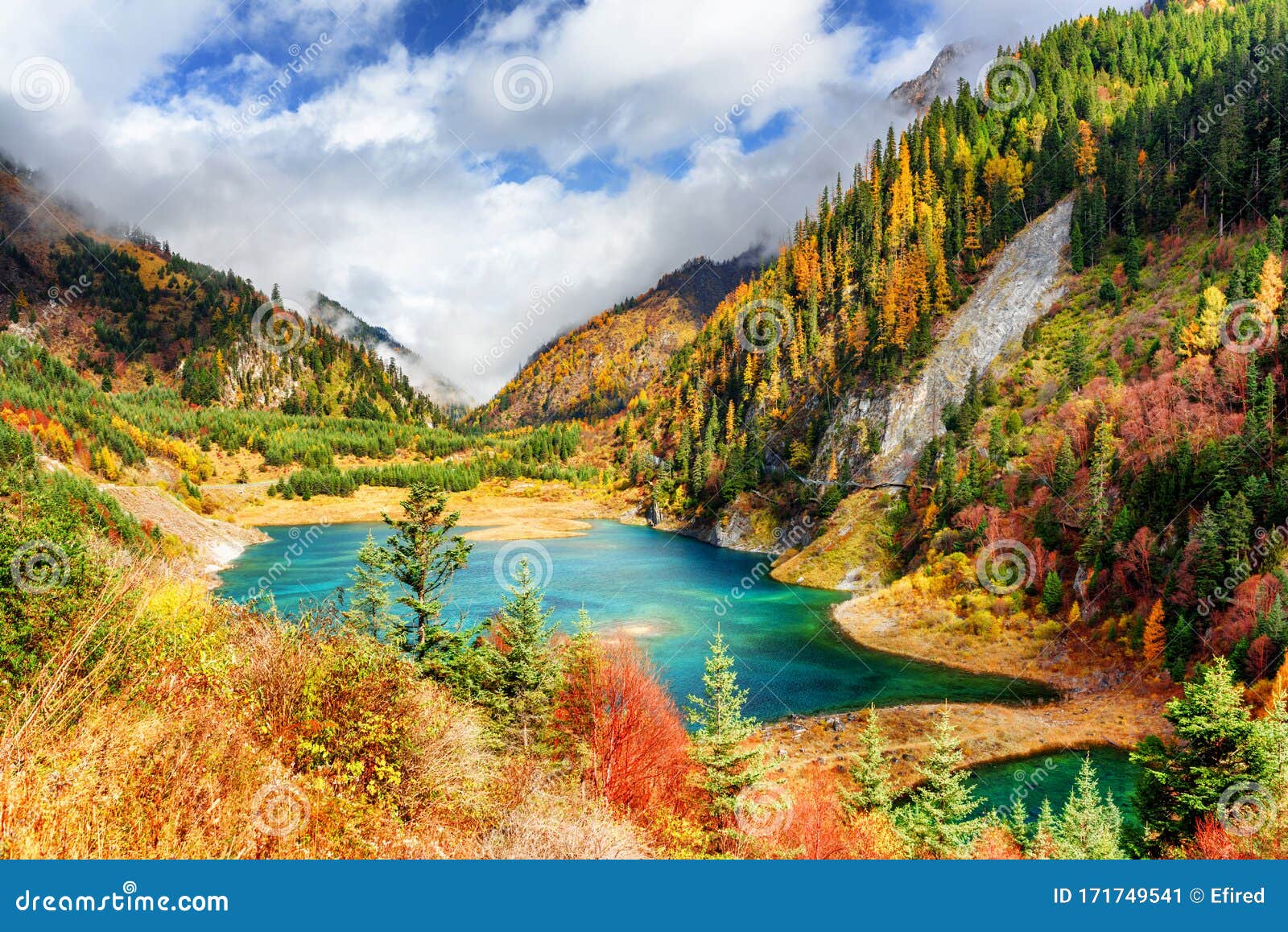 Amazing View Of The Upper Seasonal Lake With Azure Water Stock Image