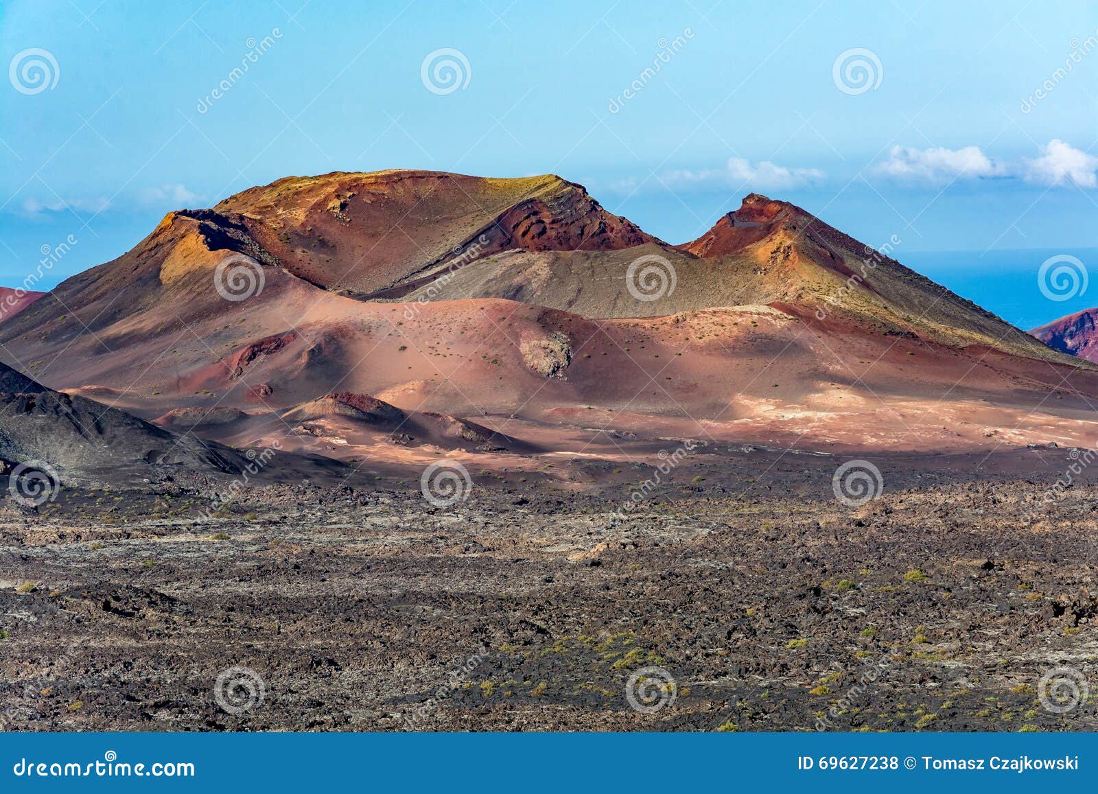 amazing volcanic landscape of lanzarote island, timanfaya national park