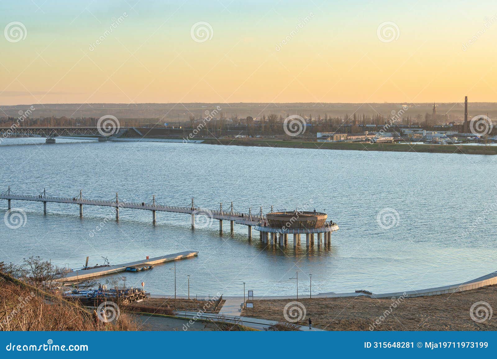 walking pier in plock on vistula river