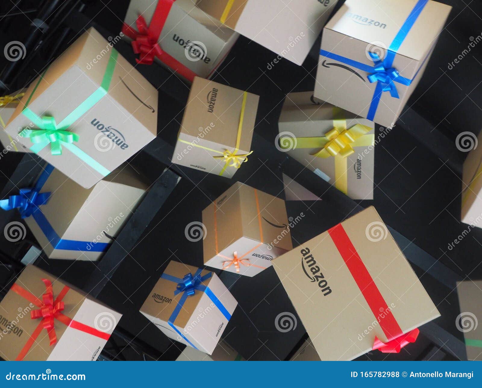 Amazon Company Boxes with Gift Package Bows As Christmas