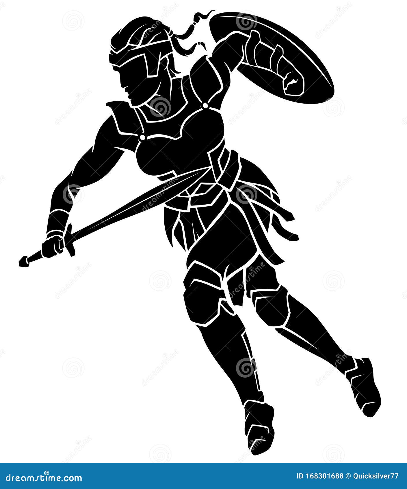 Download Amazon Female Warrior Attack Stock Vector - Illustration of isolated, lunge: 168301688