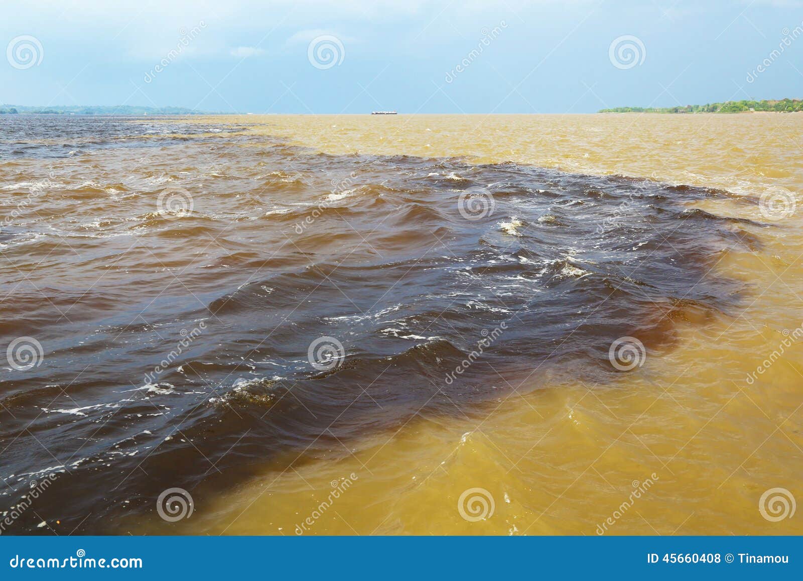 amazon & rio negro waters not mixing, brazil