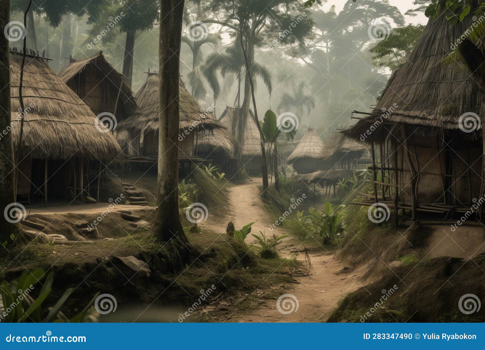 Amazon Village Forest. Generate Ai Stock Illustration Illustration of kichwa, landscape 283347490