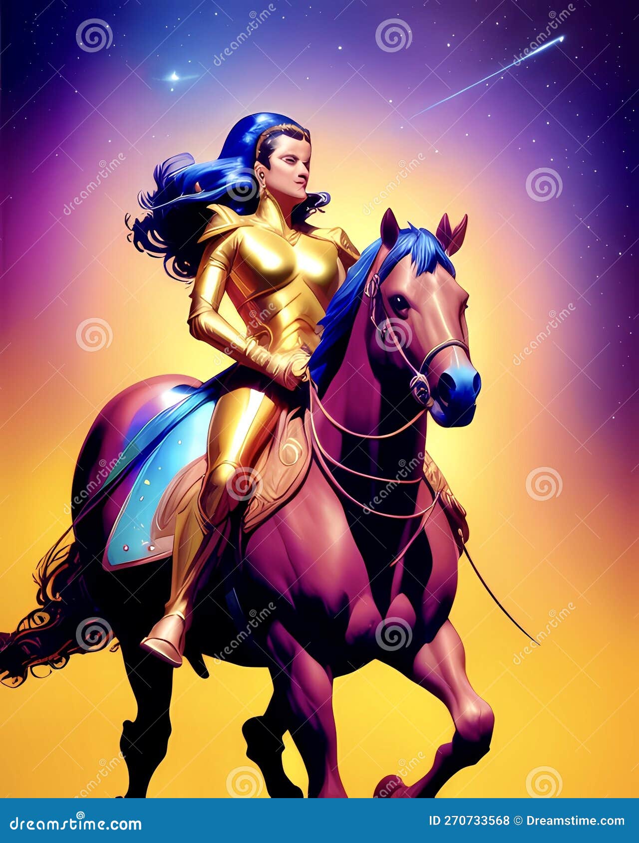 Amazon woman on horseback stock illustration. Illustration of illustrations 270733568