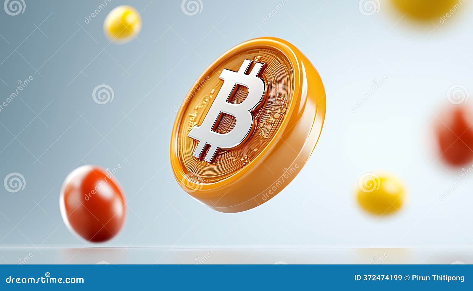 Amber Bitcoin Coin 3D Render with Floating Spheres - Generative AI Stock  Image - Image of investment, graphic: 372474199