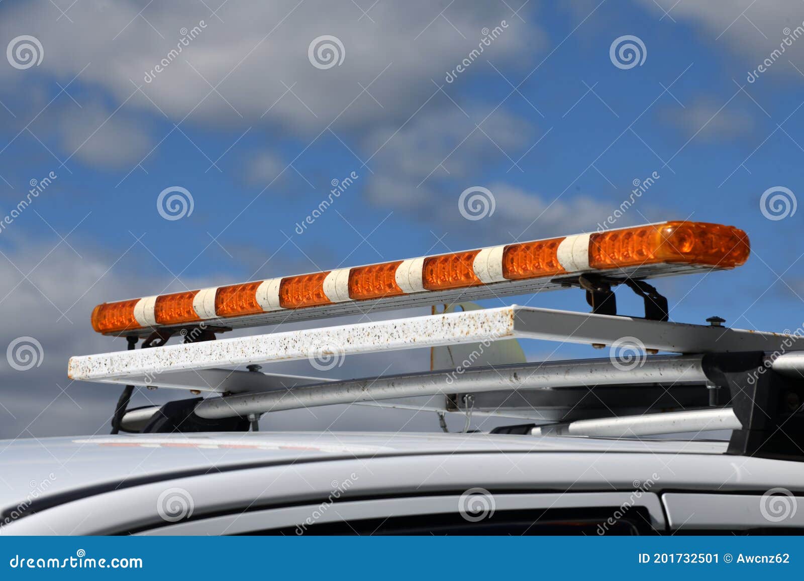 Amber Flashing Lights on Car Stock Image Image of construction