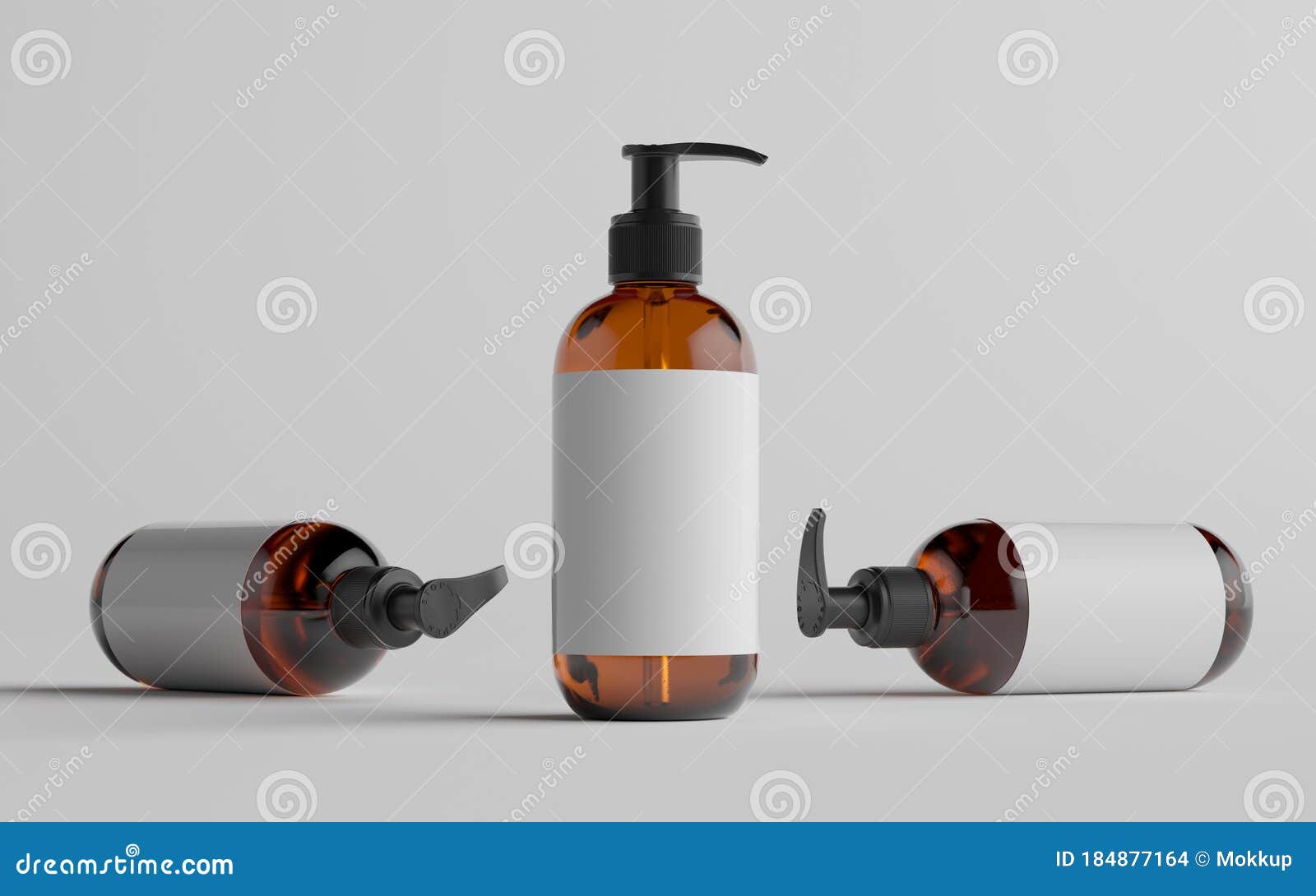 Amber Glass Pump Bottle Mock-Up - Liquid Soap, Shampoo Dispenser