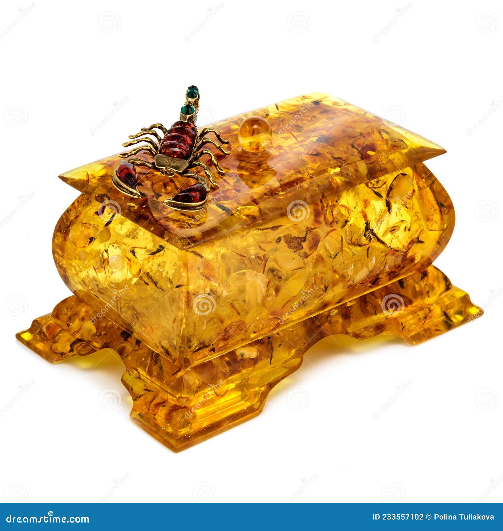 Amber Jewelry Box for Storing Small Items and Accessories Stock Photo