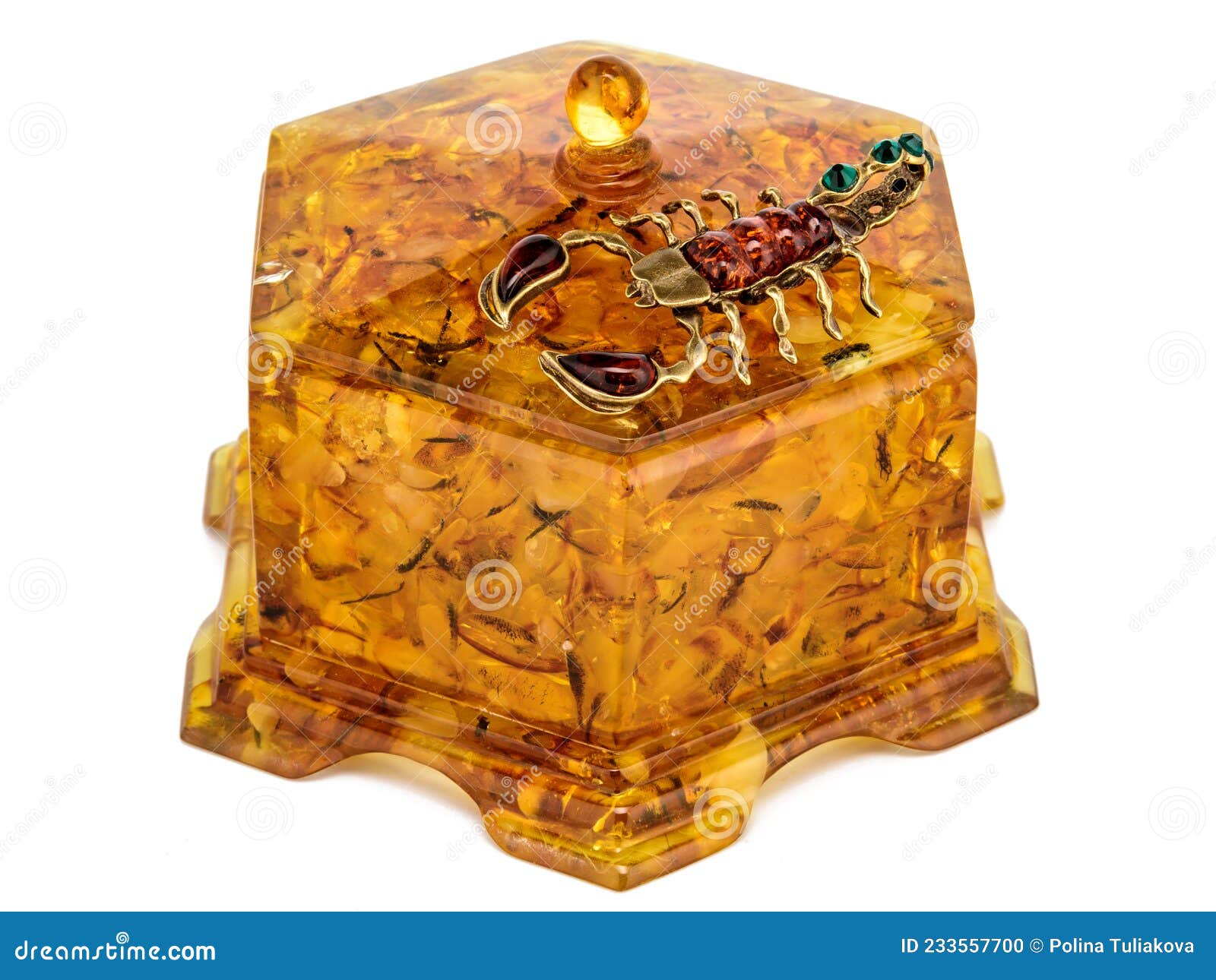 Amber Jewelry Box for Storing Small Items and Accessories Stock Photo