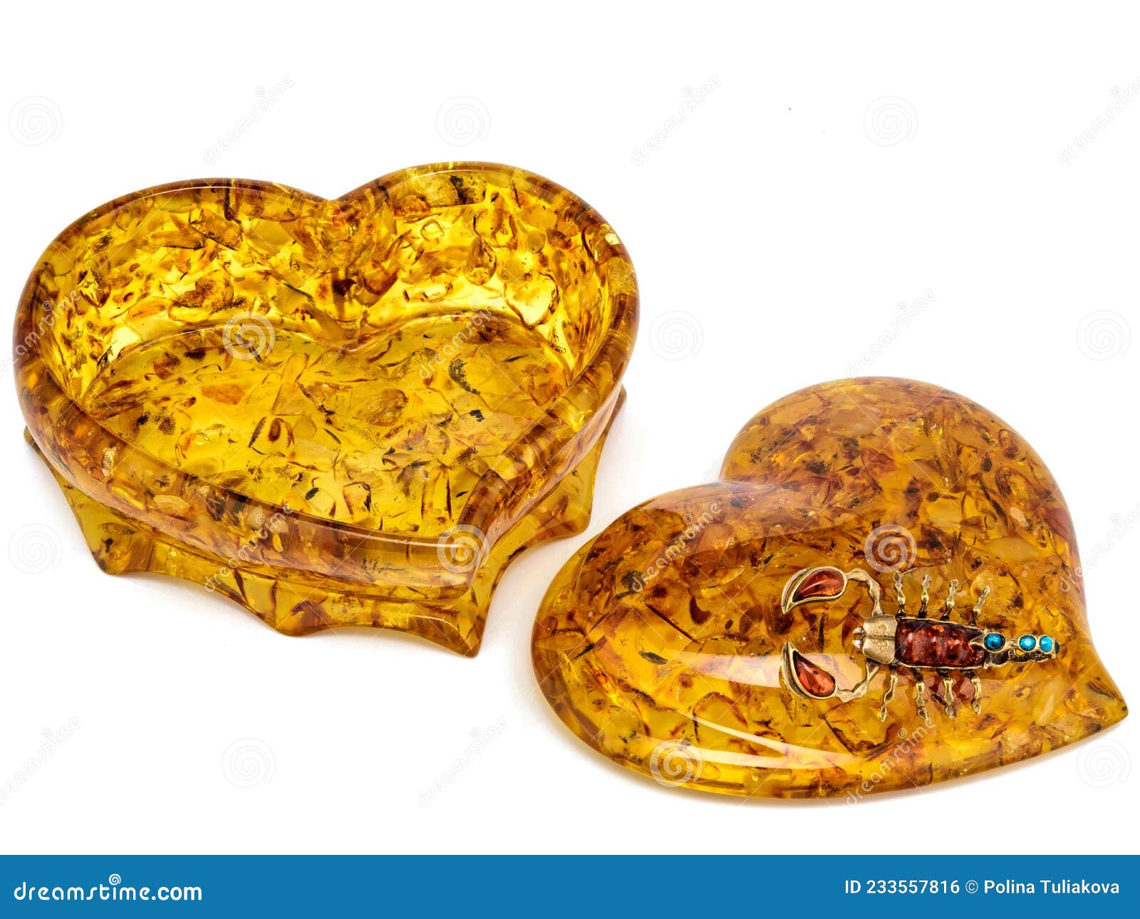 Amber Jewelry Box for Storing Small Items and Accessories Stock Photo