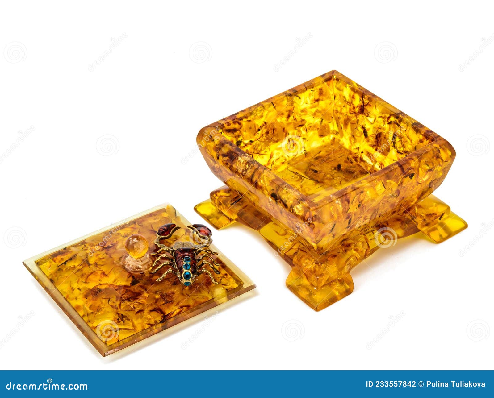 Amber Jewelry Box for Storing Small Items and Accessories Stock Photo