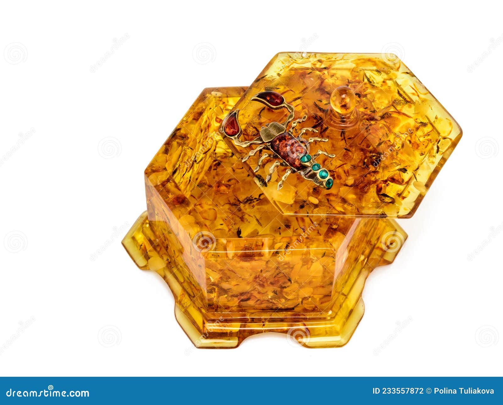 Amber Jewelry Box for Storing Small Items and Accessories Stock Photo