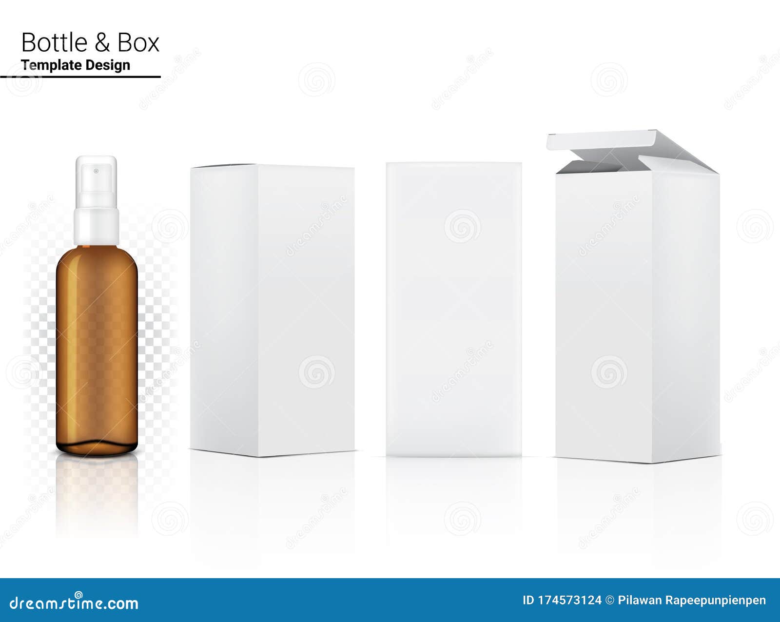 Download Amber Spray Bottle Transparent Mock Up Realistic Cosmetic And Box For Skincare Product Or Medicine On White Background Stock Vector Illustration Of Luxury Medical 174573124
