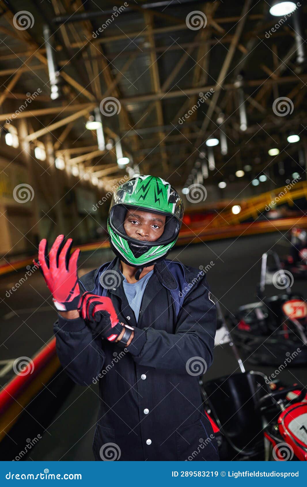 ambitious african american motorsports driver in